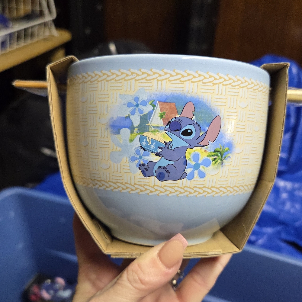 Disney Stitch Ramen Bowl with Chopsticks